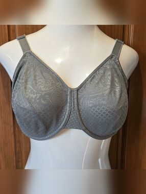 Wacoal Grayish Blue Lace-Overlay Full Coverage Minimizer Bra